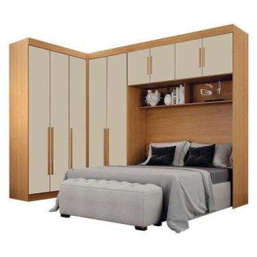 Imagem de Quarto De Casal Modulado 9 Portas Orion Cinamomo Off White  Leifer Móv