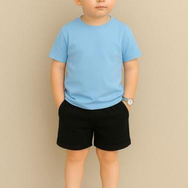 Imagem de Conjunto Masculino Infantil Liso Camiseta E Short Elastico Pratico E C