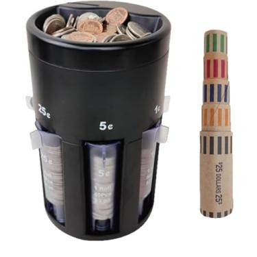 Imagem de Castrap 5 EM 1 Contador De Moedas Com Invólucros De Moedas, Classificador Automático De Moedas - Classifique Seu Troco Sobressalente No Piggy Bank Coin Bank & Coin Holder De Forma Rápida