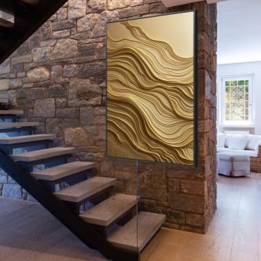 Imagem de Quadro decorativo traços dourados 3D - MeMoldura, Chassi Borda Infinit