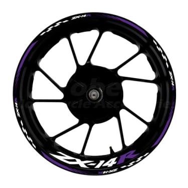 Imagem de Awonderful Kit de listras refletivas para motocicleta, adesivos de aro de roda de vinil compatíveis com Kawasaki ZX-14R 2006-2021 (roxo)