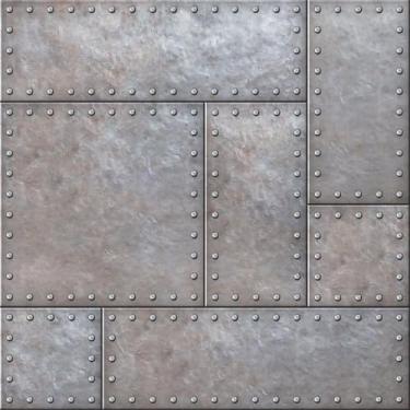 Imagem de Papel De Parede Adesivo Sala Rebites Placa De Aço 10m