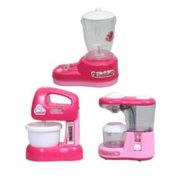 Imagem de 3 Kit Mini Eletrodoméstic Batedeira Cafeteira Liquidificador - Ark Toy