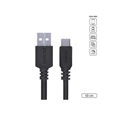 Imagem de Cabo Usb A 2.0 Para Usb Tipo C Para Celular Smartphone 50cm Preto - Pu
