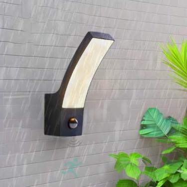 Imagem de Luz de parede LED externa com sensor de movimento arandelas de parede externas IP65 à prova d'água modernas lâmpadas de parede de alumínio alimentadas por rede interna/externa para pátio, terraço
