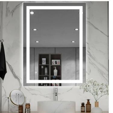 Imagem de Espelho Com Iluminação Led 3 cores 60x100 Retangulo Luz Frent