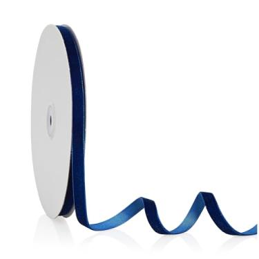 Imagem de Fita de veludo azul marinho 1/10.2 cm x 20 jardas, fita de Natal perfeita para decoração de guirlanda de árvore de Natal, enfeites de artesanato artesanal, embrulho de presente e fabricação de laços