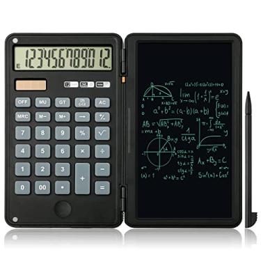 Imagem de Calculadora básica, calculadoras de mesa silenciosas premium de 12 dígitos com tablet de escrita de 15 cm, energia solar e bateria dupla para escritório, escola, negócios
