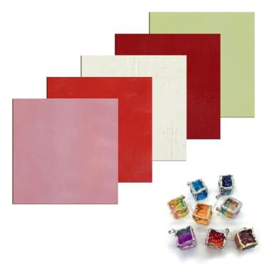 Imagem de 90 COE Fusing Glass Supplies Art Vitral Sortido Fusível Joias de Vidro Fusão Suprimentos para Forno de Micro-ondas Fusão de Vidro DIY Artesanato, Vitral Mosaico (Série Vermelha, 5 peças)