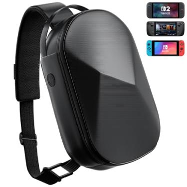 Imagem de ANNAPRO Maleta de transporte para Switch/Steam Deck/Steam Deck OLED/Legion Go/ROG Ally/PlayStation Portal, bolsa protetora de viagem rígida para adaptador AC, estação de acoplamento, console Steam Deck e acessórios