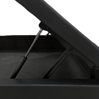 Imagem de Cama Solteiro com Baú Blindado Preta Suede  Estrutura Reforçada e Pist