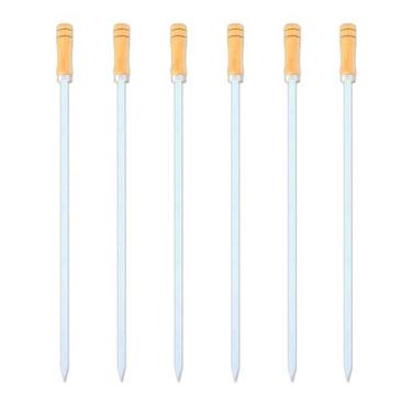 Imagem de Kit 06 Pçs Espeto Alumínio Simples Chato Estreito Aperitivos e Petisco