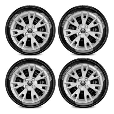 Imagem de Kit Calota Aro 15 Logan Sandero 2019 2020 2021 Emblema Preto