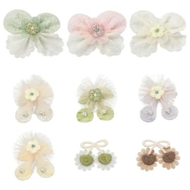 Imagem de LiQunSweet 27 peças, 9 estilos, mini laço de renda, apliques de laço, bordados, fibra de costura, acessórios de vestuário, faça você mesmo, remendo de cereja para roupas, saias, faixa de cabeça, meias