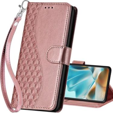 Imagem de Capa carteira para Motorola Moto Edge 2025, capa flip com suporte para mulheres e homens, capa de telefone de couro PU adequada para Moto Edge 60 Fusion/Edge 60 [ouro rosa]