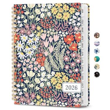 Imagem de Agenda 2026, agenda semanal e mensal para mulheres, janeiro de 2026 a dezembro de 2026, agenda de calendário de capa dura 2026 com abas, bolso interno, encadernação em espiral, perfeita para