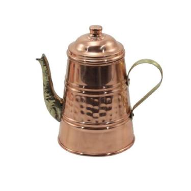 Imagem de Bule em Cobre Bico Bronze Chaleira Café e Chá Jarra Tampa P - Metal Ar
