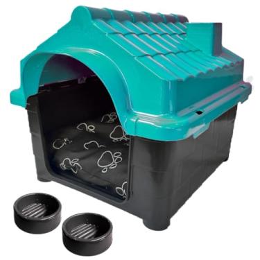 Imagem de Casinha De N4 + Comedouro Bebedouro 2 Em 1 Caminha Para Cachorro(Verde)