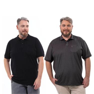 Imagem de Kit 2 Camisa Polo Masculina Plus Size Pique com Bolso Casual-Masculino