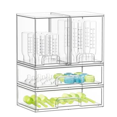 Imagem de SpaceAid Organizador de mamadeiras para bebês – recipiente organizador de garrafas de acrílico, gavetas transparentes empilháveis para bancada, penteadeira, banheiro, armário, organização de despensa