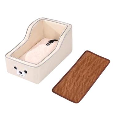 Imagem de Whtkoph Cadeirinha para Cachorro, Assento para Animal de Estimação com Apoio de Braço, Transportadora de Viagem para Cachorro Prática E Lavável com Almofada M, Bege