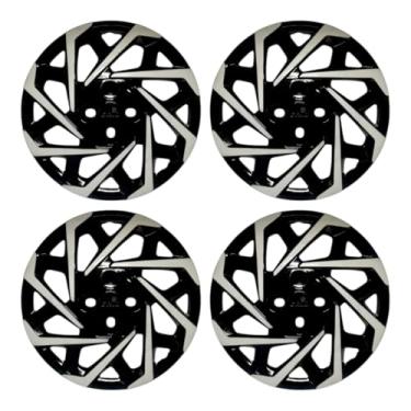 Imagem de Kit 4 Calota Esportiva Aro 14 Compatível c/Roda Siena Palio Uno - Preto/Prata