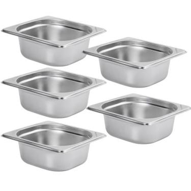 Imagem de Kit Cinco Cubas Gastronomica Padrão Gn 1/6 65mm Inox sem Alça Weck