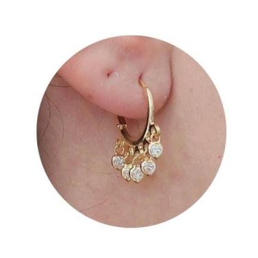 Imagem de Brinco Argola Mini Zirconias Folheado A Ouro - FAMA FOLHEADOS