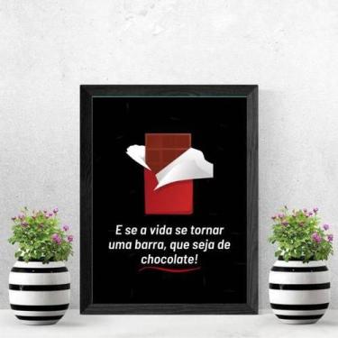 Imagem de Quadro Decorativo Barra De Chocolate 33X24Cm Moldura Branca - Quadros 