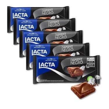 Imagem de Chocolate Diamante Negro Lacta Kit 5 Barras De 80G
