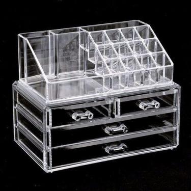 Imagem de Organizador Porta Maquiagem Pincel Batom Acrílico 4 Gavetas - MKB