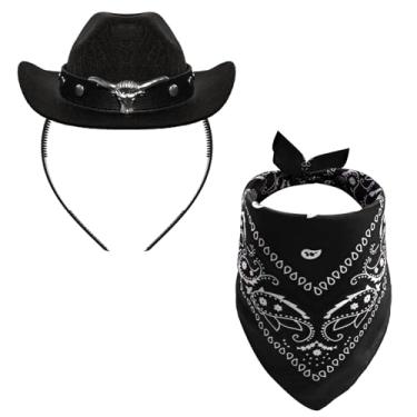 Imagem de Haakong Mini clipe de chapéu de cowboy com strass rosa vaqueira clipe para festa de discoteca, acessório de fantasia de cosplay (preto novidade)