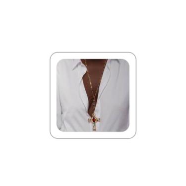 Imagem de LKingel Colar longo de ouro para mulheres, colar longo com contas coloridas, colares com pingente de cruz, colares em formato de Y, boêmio, acessórios de bijuteria, Zinco, Sem Pedra Preciosa