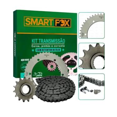 Imagem de Smart Fox Kit Transmissão para XTZ Lander 250, Coroa, Pinhão e Corrente com Retentor de Óleo, Aço 1045