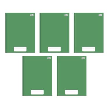 Imagem de Kit com 5 Cadernos de Brochura Pepper Verde com 80 Folhas Pautadas Pequeno Escolar Aula Linhas