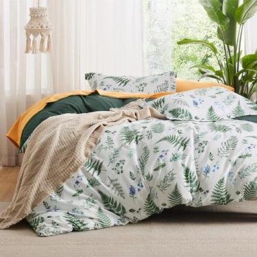 Imagem de Conjunto de capa de edredom Bedsure Reversible Queen Size Green Plants