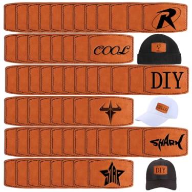 Imagem de 60 peças logotipo personalizado em branco chapéu rústico patch de couro com adesivo, prensa a ferro a laser reparação de gravação a laser costura para sapatos em branco bolsa boné cowboy chapéu