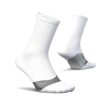 Imagem de Feetures Mini meia acolchoada Elite Light – Meia esportiva com compressão direcionada – (1 par), Branco novo, G