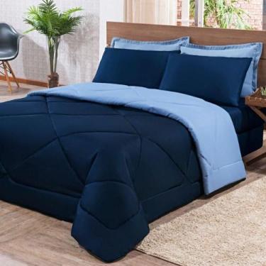 Imagem de Kit Edredom + Jogo De Lençol Aconchego Look House Dupla Face Solteiro 