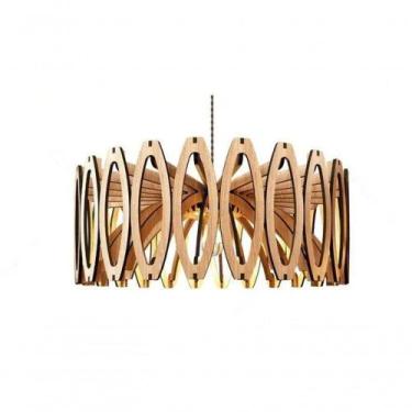 Imagem de Luminária Teto Tipo Pendente Jade Mdf - Completa - Bola Mdf Cru - LENO