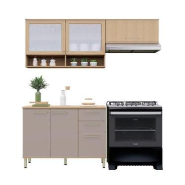 Imagem de Cozinha Compacta 100% Mdf 3 Pçs 200cm Duna Freijó/Cinammon - OUTRAS MA