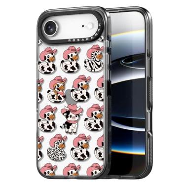 Imagem de Rosarnnah 17BS Capa fofa compatível com iPhone Air - Capa de telefone durável à prova de choque de 2 metros de impacto de queda - Design preto engraçado de vaca leiteira pato para iPhone Air de 6,6