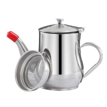Imagem de Baoblaze Pote de óleo, recipiente de óleo com filtro, recipiente de graxa multiuso de aço inoxidável para uso doméstico, jarra dispensadora de graxa de cozinha, 24 onças