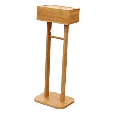 Imagem de WeiLaiKeQi Suporte para rolo de papel higiênico, dispensador de rolo de papel higiênico, prateleira de madeira independente para armazenamento em dormitórios,