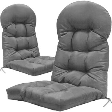 Imagem de PALHMLIY Almofadas de cadeira de pátio com encosto alto e espesso, almofada de cadeira Adirondack, almofada espessa para ambientes internos e externos, 124,5 x 50,8 x 12,7 cm, pacote com 2 (cinza)