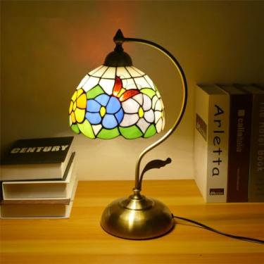 Imagem de Lâmpada De Mesa De Vidro Estilo Tiffany, De Vidro Colorido De Girassol, De Estilo Europeu Vintage, Adequada Para Iluminação Decorativa Em Quartos, estudo E Salas De Estar (Estilo 5)