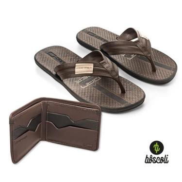 Imagem de Kit Chinelo Antiderrapante E Carteira Slim Casual Masculino - DANPER, 