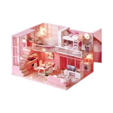 Imagem de Casa de Boneca em Miniatura de Madeira 3D - DIY com Luzes LED - Aparta