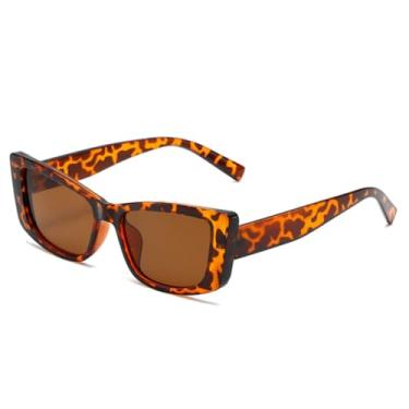 Imagem de Óculos de sol gatinho pequeno da moda, óculos de sol femininos com armação UV400, retrô, degradê, masculino, fosco (chá de leopardo)