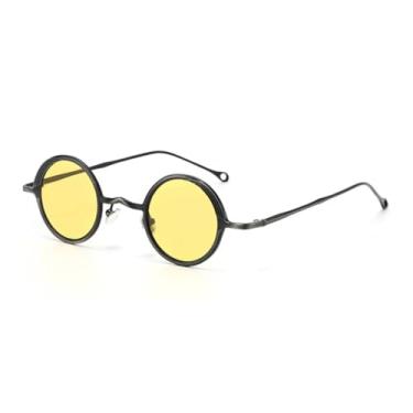 Imagem de Óculos de sol Shauna Retro Classic Metal Pequeno Redondo Punk Masculino Moda Transparente Óculos de Sol Feminino UV400 (Amarelo escuro)